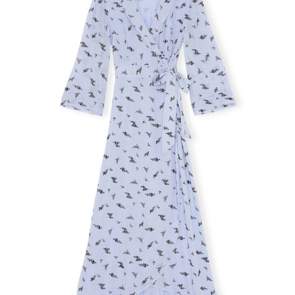 GANNI Floral-print georgette midi wrap dress - Picture 4 of 6